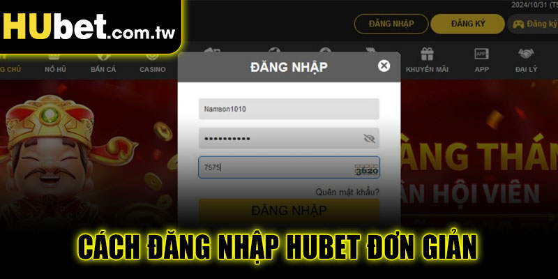 Đăng nhập sau khi khắc phục lỗi Hubet bị chặn